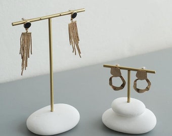 White Gypsum Earring Display Set, White Jewelry Organizer Stand