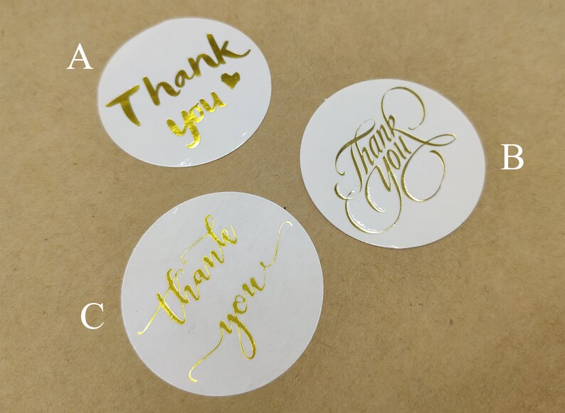 Gold Foil Rounded Labels /Metallic Stickers /Thank You sticker Etsy