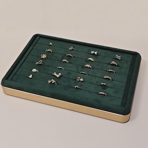 Grüne Samt Ring Display Tabletts, Ringe Display Tabletts, Samt Schmuck Display DS2216