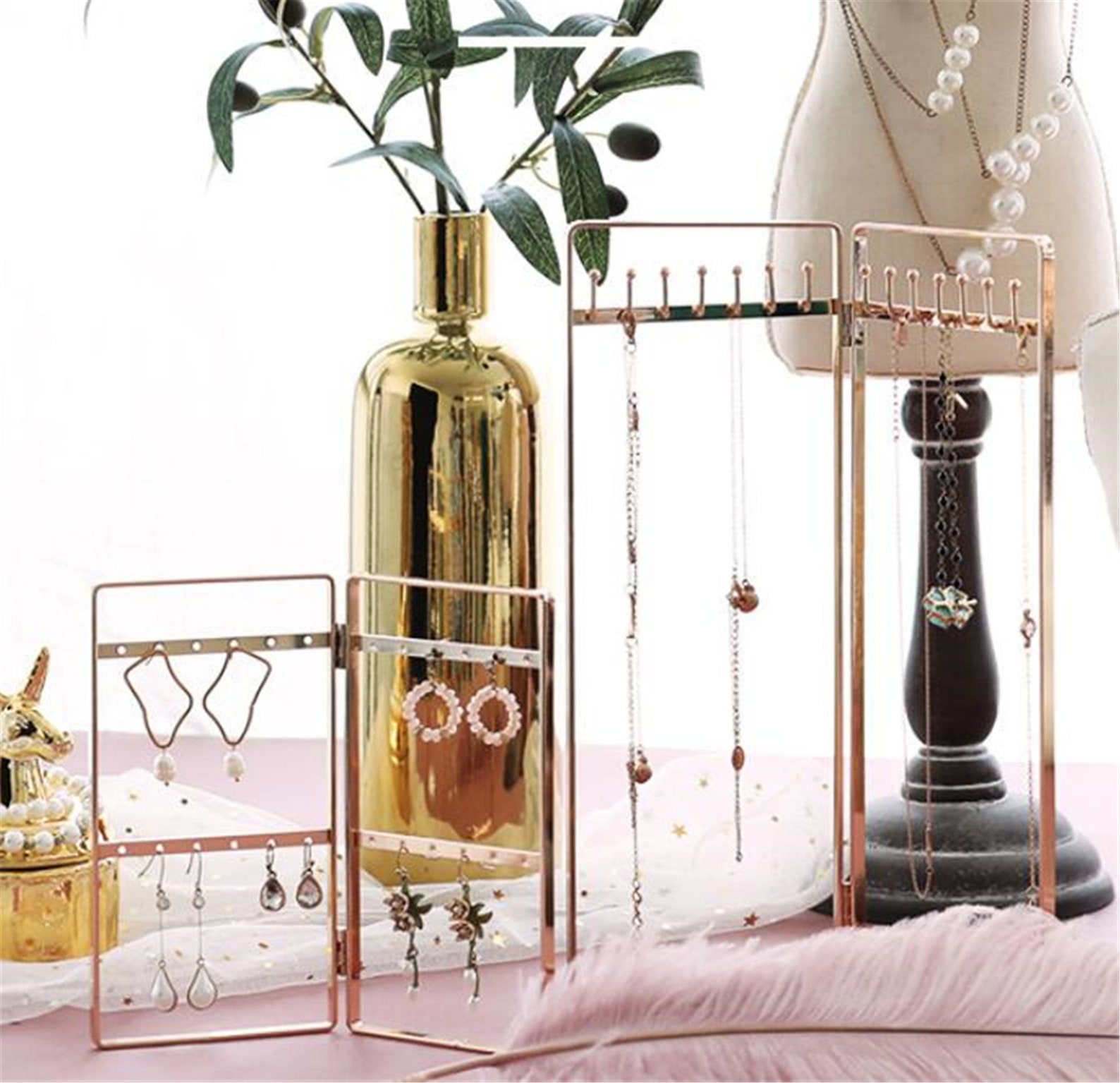 Gold Earring Display Gold Necklace Display Gold Jewelry Etsy