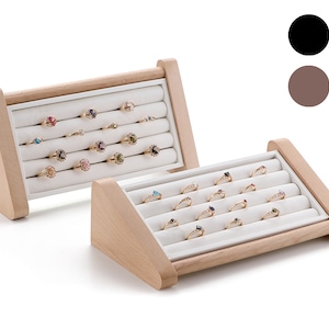 Wood ring display, ring organizer stand, ring stand holder,ring tray,white ring display    DS1715