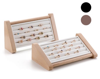 Wood ring display, ring organizer stand, ring stand holder,ring tray,white ring display    DS1715