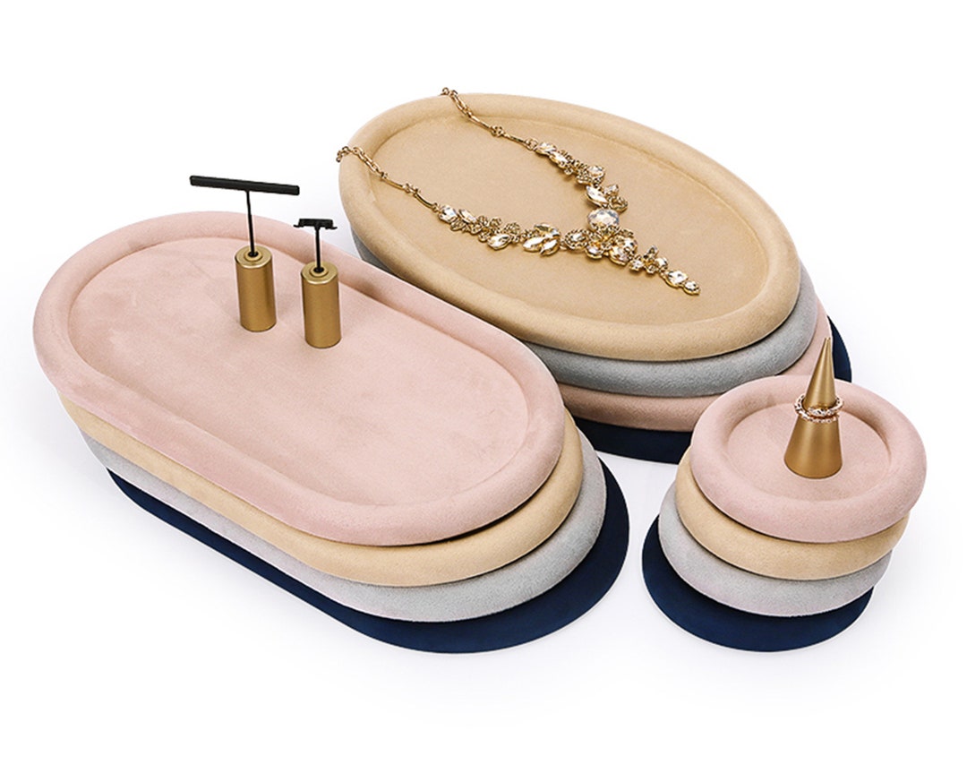 Velvet Jewelry Display Trayellipse Oval Shaped Jewelry Etsy
