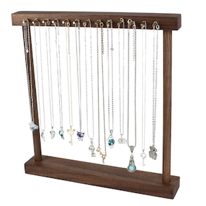 Walnut wood necklace display, necklace holder, wood necklace display,  wooden jewelry organizer stand   DS1144