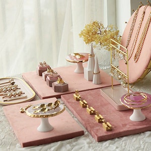Velvet jewelry dipslay,jewelry platform tray,pink jewelry display, jewelry store design,jewelry photography tool   DS1573