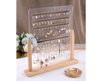 Porte-boucles D'oreilles En Bois - 36 Emplacements, Design Toile D'araignée - Support Mural Ou De Bureau - Noir