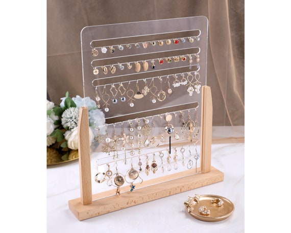 Wooden Earring Display Stand Jewelry Towel Multi-layer Earring Display  Earring | eBay