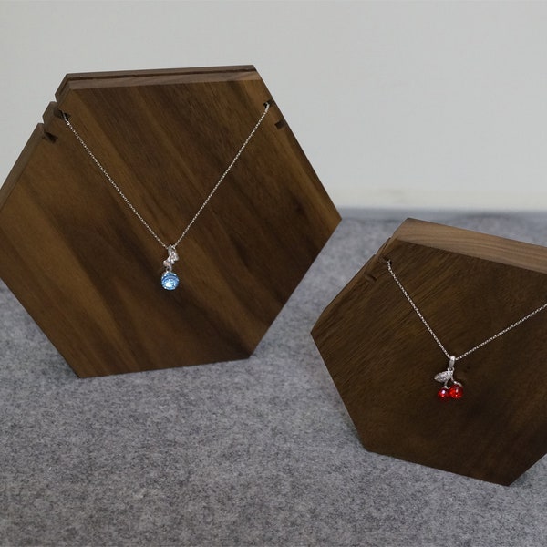 Walnut wood jewelry display,  wooden jewelry organizer stand, necklace display   DS1030