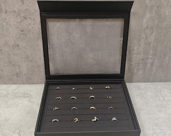 Schmuckschatulle mit Deckel, Schmuckschatulle, schwarze Schmuckschatulle, Schmuckschatulle