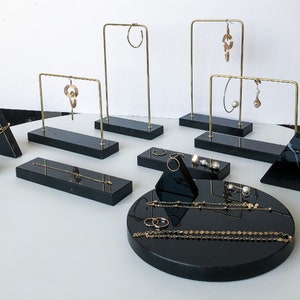 Black marble jewelry organizer stand, black marble jewelry display, black jewellery displays   DS1318