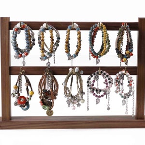 Walnut wood bracelet display, wooden jewelry display,  earring card display, bracelet display   DS1685