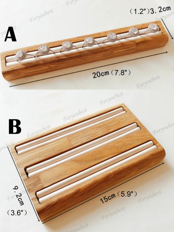 10 Espositori Per Anelli In Legno Di Pino Naturale - Altezza 8 Cm, Base 3 Cm, Non Verniciati