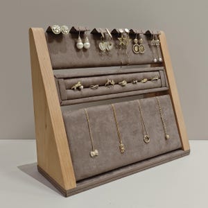 Wood Necklace Stand,  Necklace Display, Ring Display, Earring Display, Brown Jewelry Display  DS2189