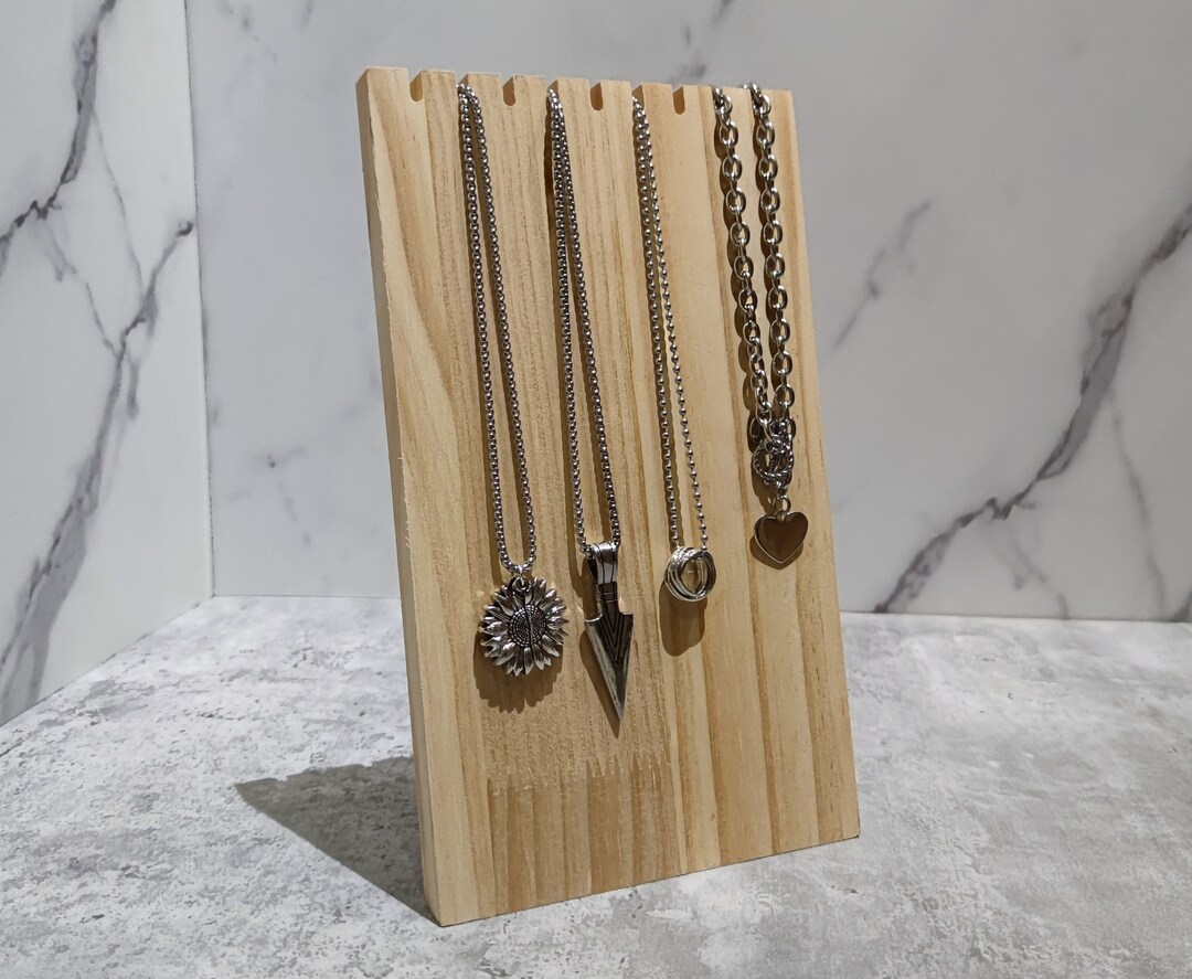 Wood Jewelry Display, Wooden Jewelry Organizer Stand, Necklace Display