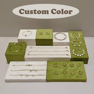 Custom velvet color jewelry display, jewelry platform tray, jewelry store design (Set of 7)  DS2247