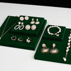 Velvet jewelry dipslay,jewelry tray,green jewelry display, jewelry store design,jewelry photography tool   DS1795