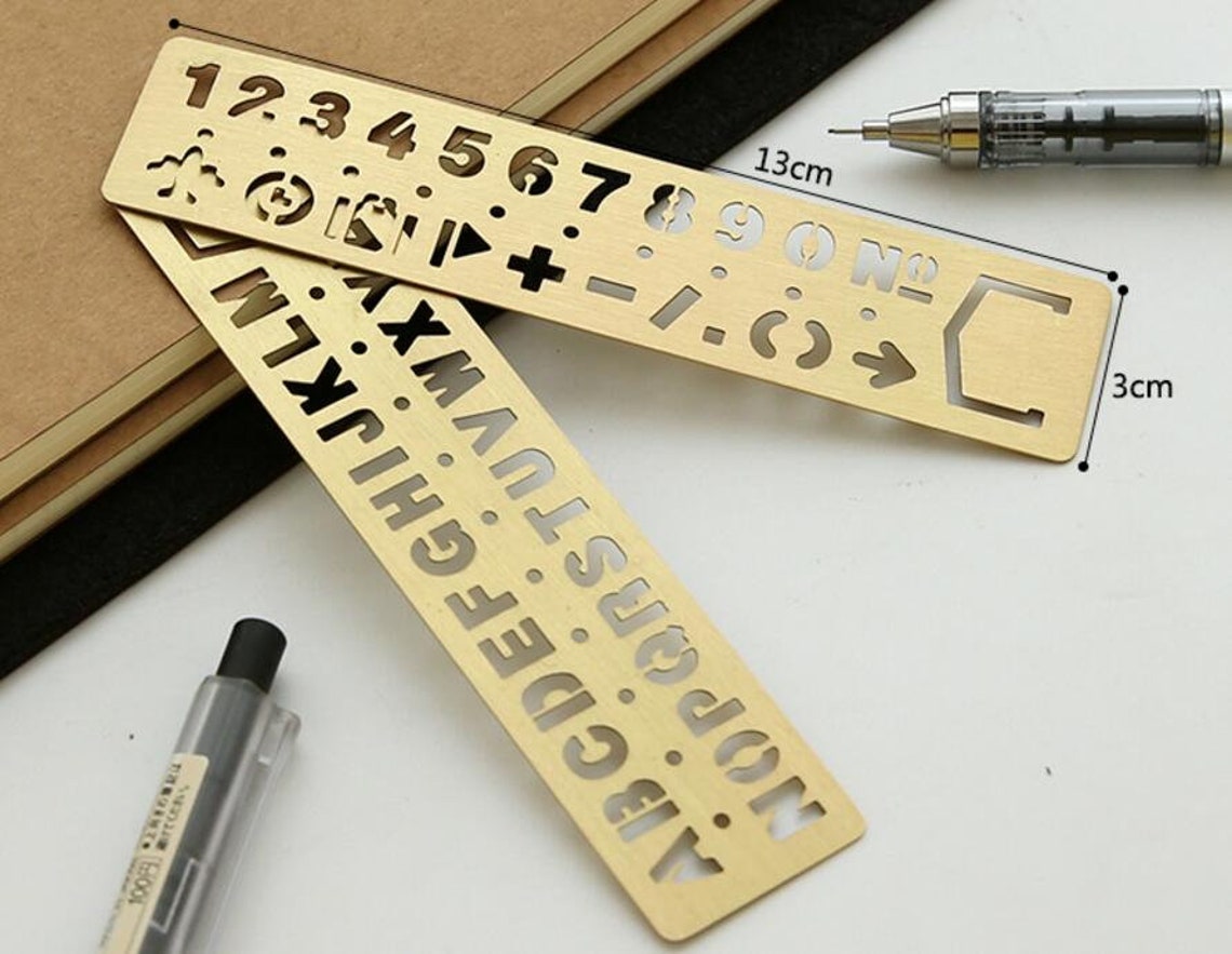 Brass Number Stencil Ruler Brass Ruler Drawing Stencil Etsy