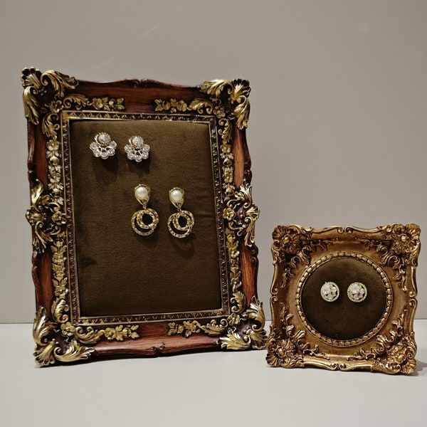 Velvet Jewelry Display Frame, Earring Display Stand, Earring Holder, Brown Jewelry display    DS2119