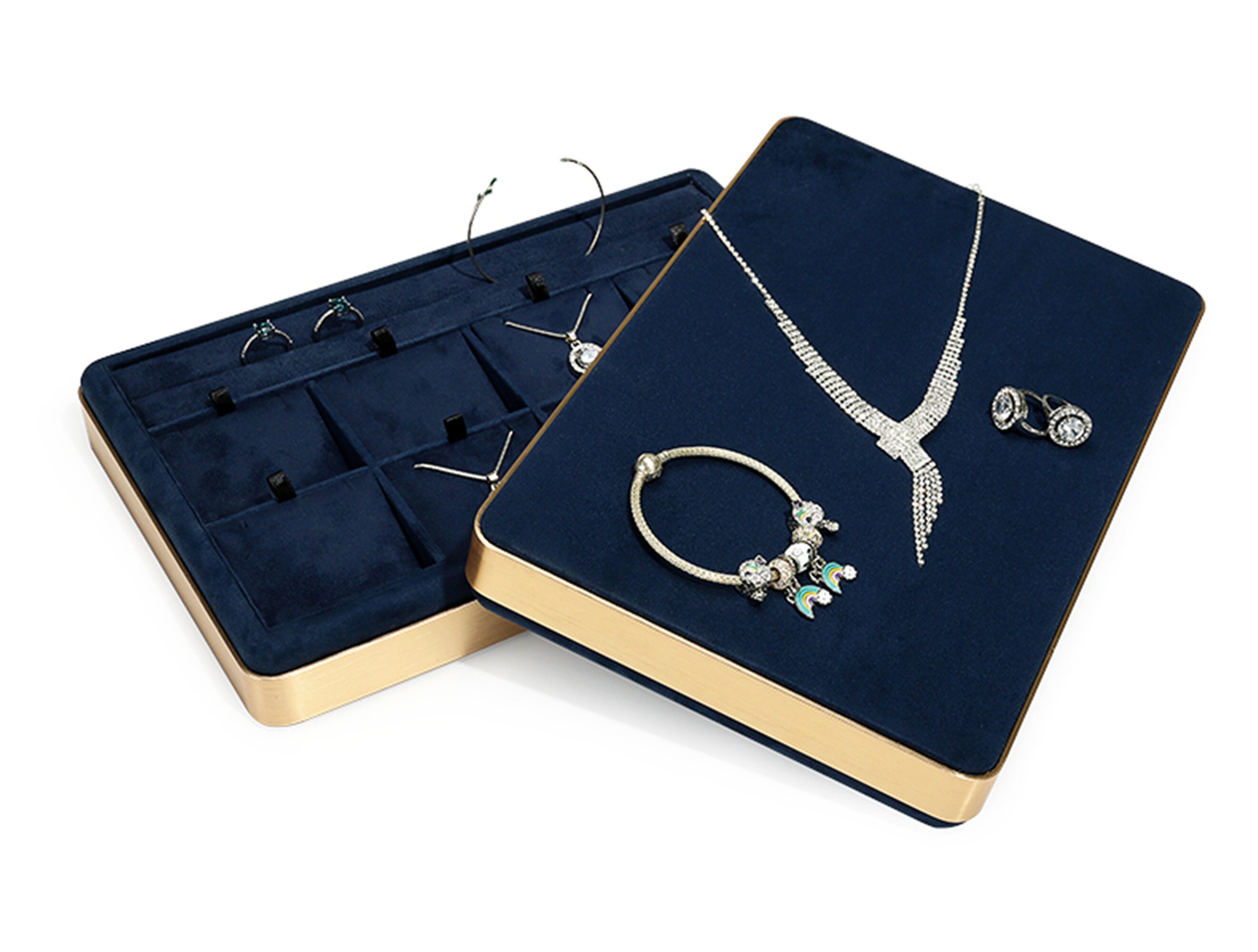 Vicoter Velvet Necklace Display Tray With 20 Hooks - Jewelry Organizer With Glass Lid, Multiple Colors - View #10
