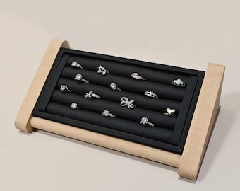 Wood ring display, ring organizer stand, ring stand holder,ring tray,black ring display  DS2322