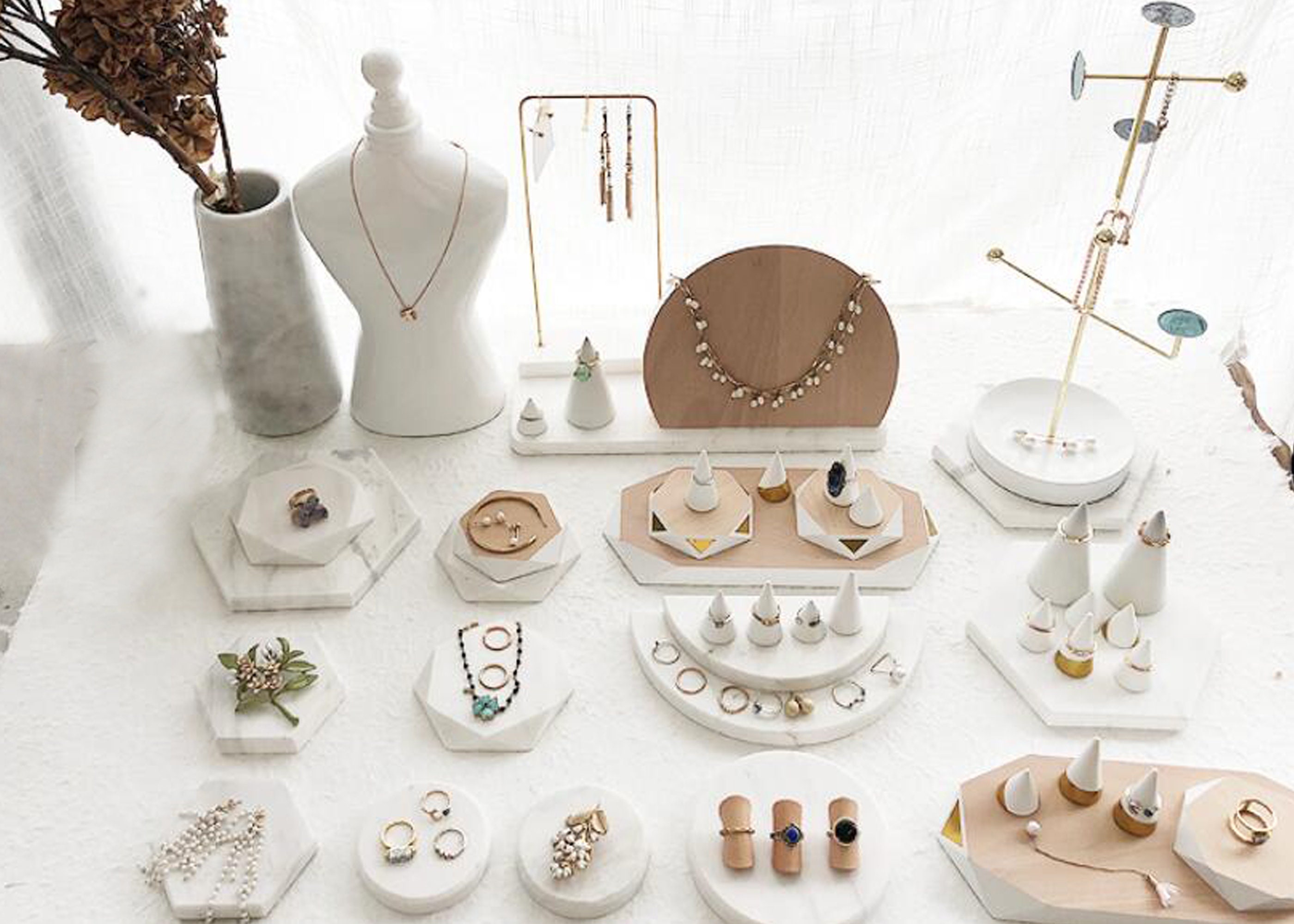 White marble jewelry display white jewelry organizer stand Etsy