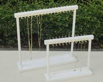 White wood necklace display, necklace holder,  wooden jewelry organizer stand   DS1915