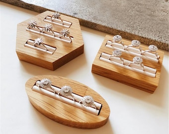 Ash Wood ring display,  jewelry organizer stand, ring stand holder  DS1122