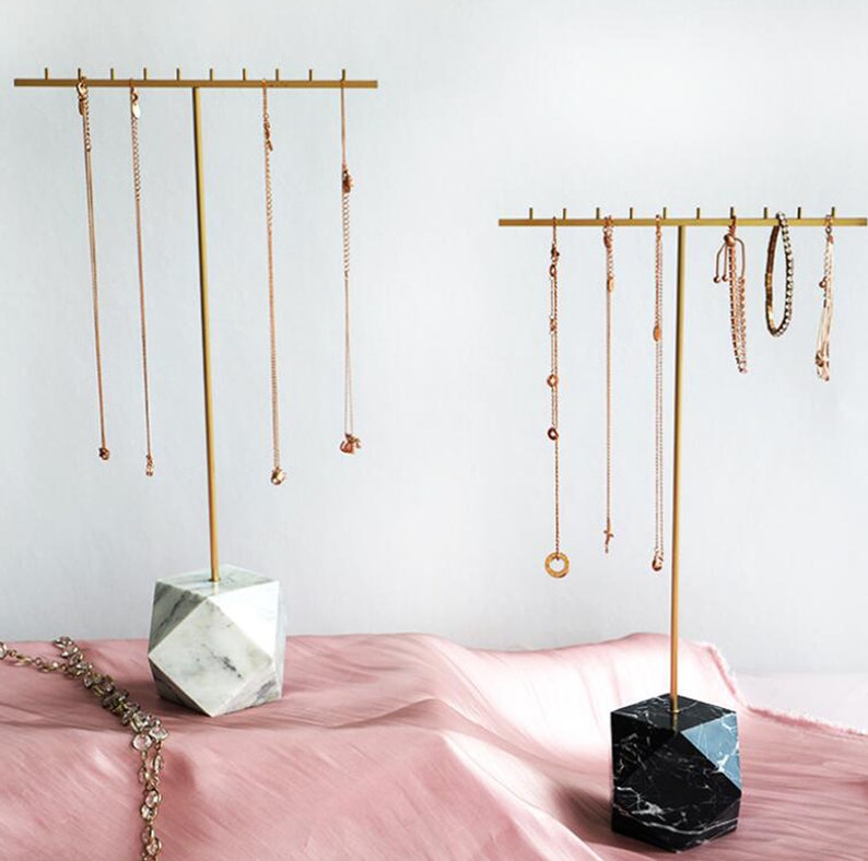 Marble Tbar Necklace Holder Necklace Stand Pendant Stand Etsy