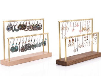 Présentoir de boucles d'oreilles en bois, support de boucles d'oreilles, support organisateur de bijoux en bois pour stands de marché DS1707