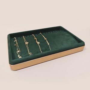 Green Velvet Pendant Display Tray: Necklace Holder, Jewelry Organizer