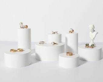 Expositor de joyas de yeso, soporte organizador de joyas circular, expositor de joyas blanco, herramienta de fotografía de joyas DS1210