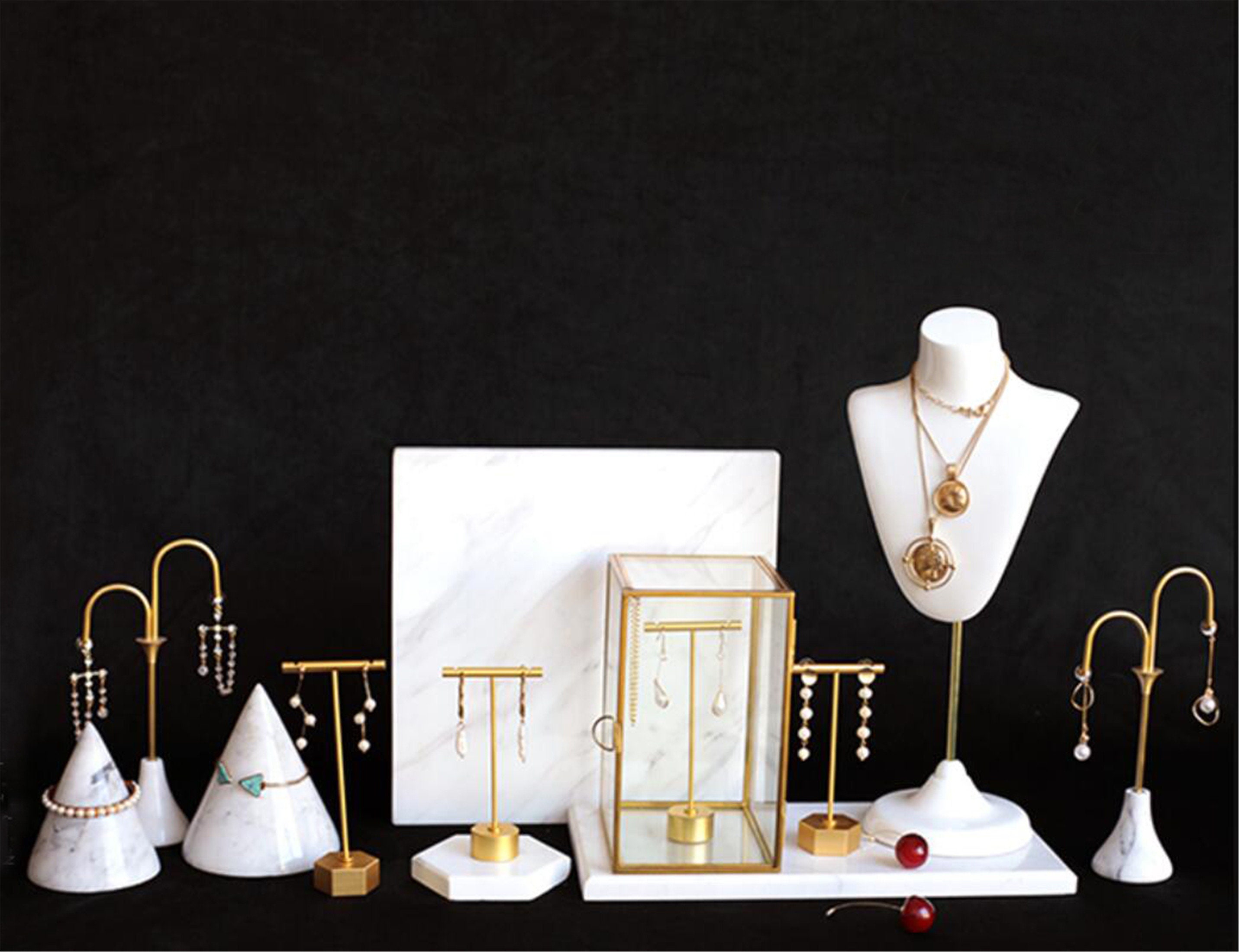 White marble jewelry display white jewelry organizer stand Etsy