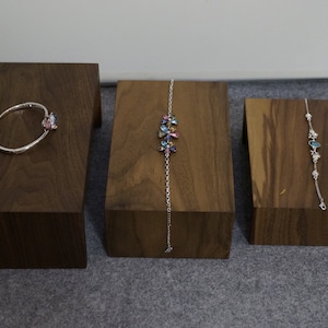 Set of 3 Walnut wood jewelry display,  wooden jewelry organizer stand, bracelet display, necklace display   DS1029