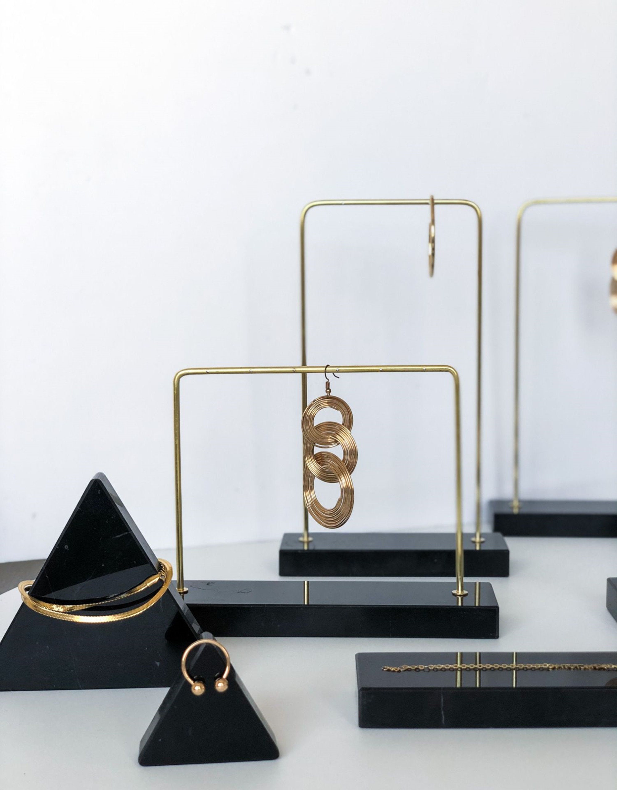 Black marble jewelry organizer stand black marble jewelry Etsy