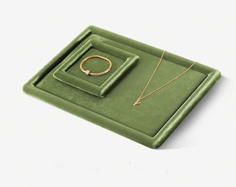Groen sieradenblad, lade-organizer, fluwelen sieradendisplay, sieradenopbergerbladen DS2375
