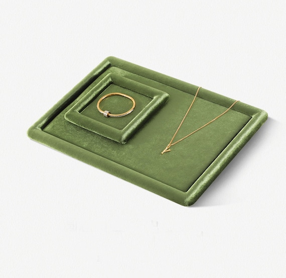 Green Jewelry Tray, Drawer Organizer, Velvet Jewelry Display, Jewelry Organizer Trays  DS2375