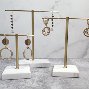 White marble copper earring display, white earring organizer stand, earring display, marble jewellery displays   DS1154