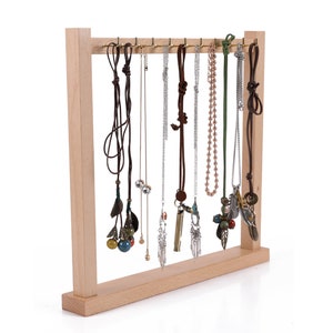 Wood necklace display, necklace holder, wooden jewelry organizer stand   DS1378