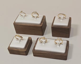 Walnut wood ring display, ring holder, wooden jewelry organizer stand   DS2341