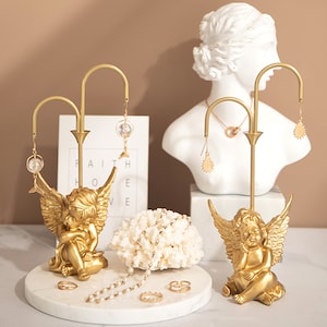 Gold angel earrings display, jewelry organizer stand,earring holder,accessories display,jewelry store design  DS1589