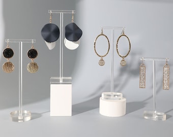 Supporto per orecchini a T-bar, display per gioielli acrilici, espositori per orecchini acrilici, strumento per la fotografia di gioielli DS1354