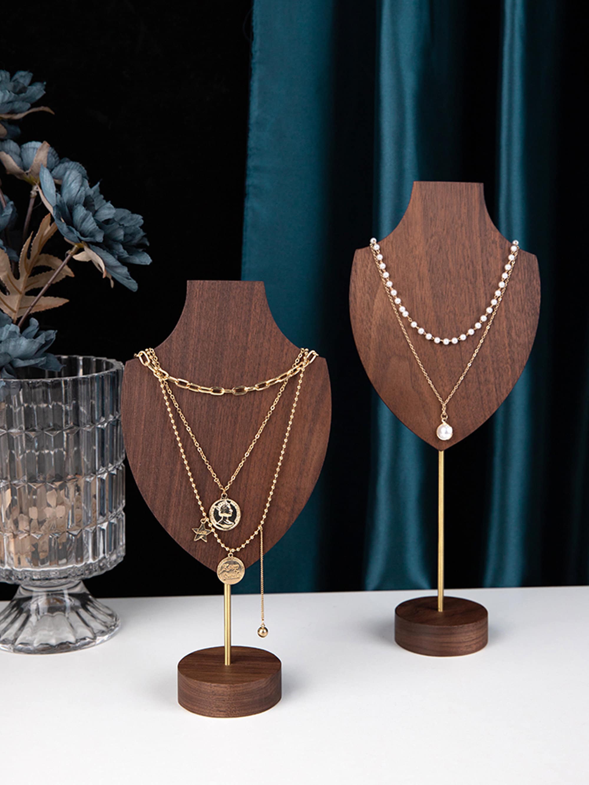 Présentoir à Collier En Bois Massif Rouge Coco Papaya - Buste Pour Exposition Bijoux - Neuf Avec étiquettes