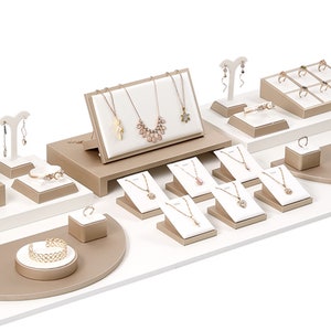 White jewelry display, white jewelry holder,  jewelry display set   DS1841