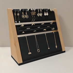 Wood Necklace Stand,  Necklace Display, Ring Display, Earring Display, Brown Jewelry Display  DS2190