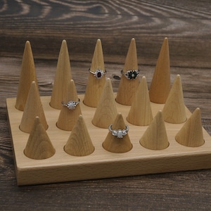 wood gift ring tree wooden ring cone jewelry display Olive wood ring cone housewarming gift home decor gift for her handmade