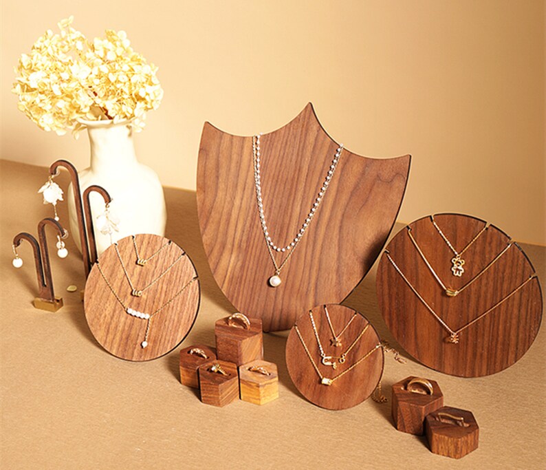Wood Jewelry Display Wooden Jewelry Organizer Stand Necklace Etsy