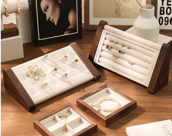 NeaxgeandX] 10セットトレイ ジュエリー ディスプレイ 木製 リング