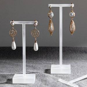 T-bar frosted acrylic earring stand, acrylic jewelry display, acrylic earrings displays, jewelry photography tool   DS1208