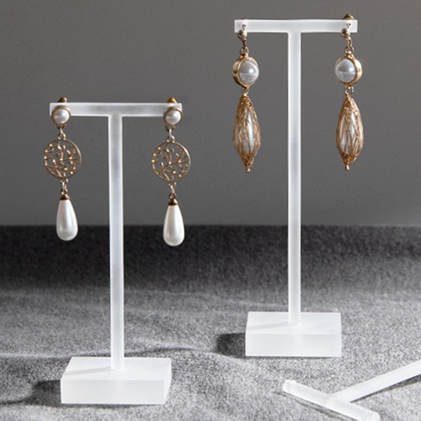T-bar frosted acrylic earring stand, acrylic jewelry display, acrylic earrings displays, jewelry photography tool   DS1208