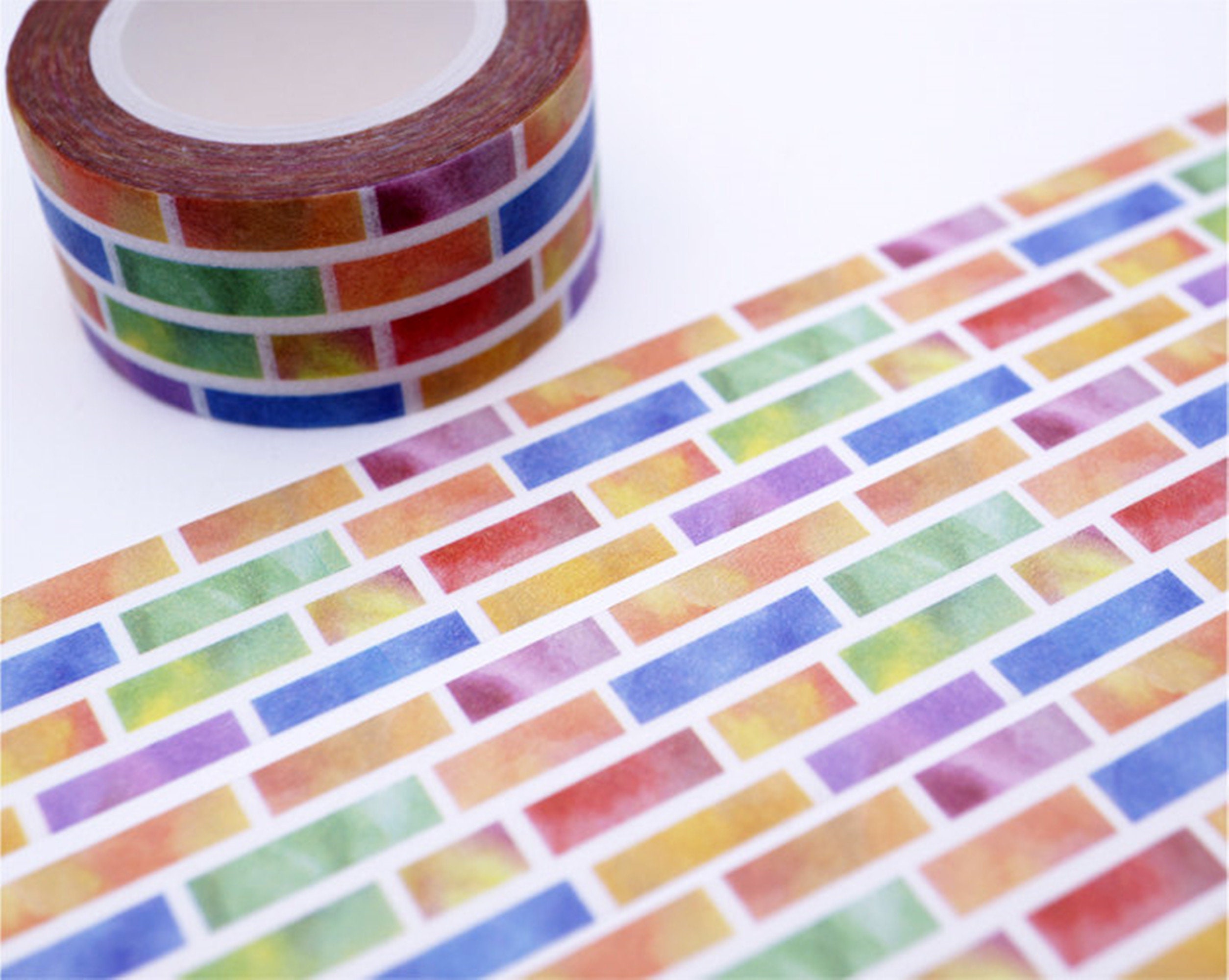 Rainbow Brick wall Washi Tape/Japanese Washi Tape / Deco tape Etsy